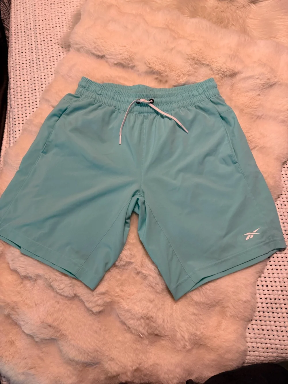 Men’s Reebok Teal Elastic-Waist Swim & Athletic Shorts•S